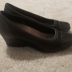 Clark's black wedge shoes, size 8.5